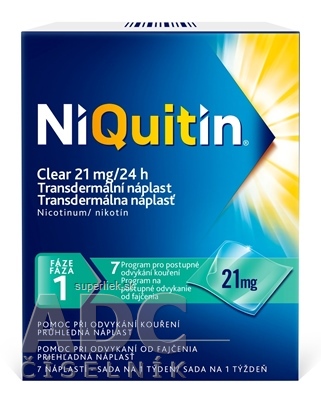 NiQuitin CLEAR 21 mg/24 h emp tdm (vre.PET/LDPE/Al/adhez.vrstva/EVOH) 1x7 ks