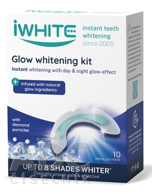 iWHITE GLOW Sada na bielenie zubov aplikátory s prírodnými prísadami a diamantovými časticami 1x10 ks