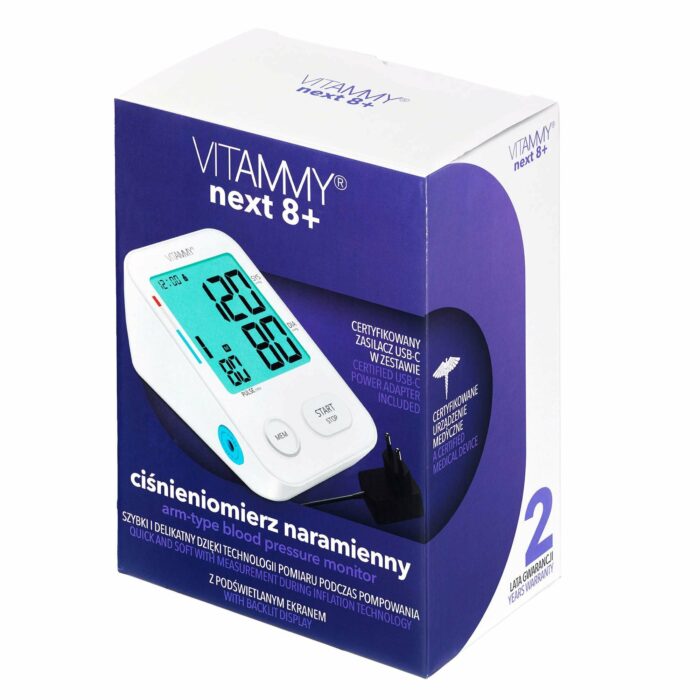 VITAMMY NEXT 8+ Ramenný tlakomer s meraním pri nafukovaní manžety a AC adaptérom