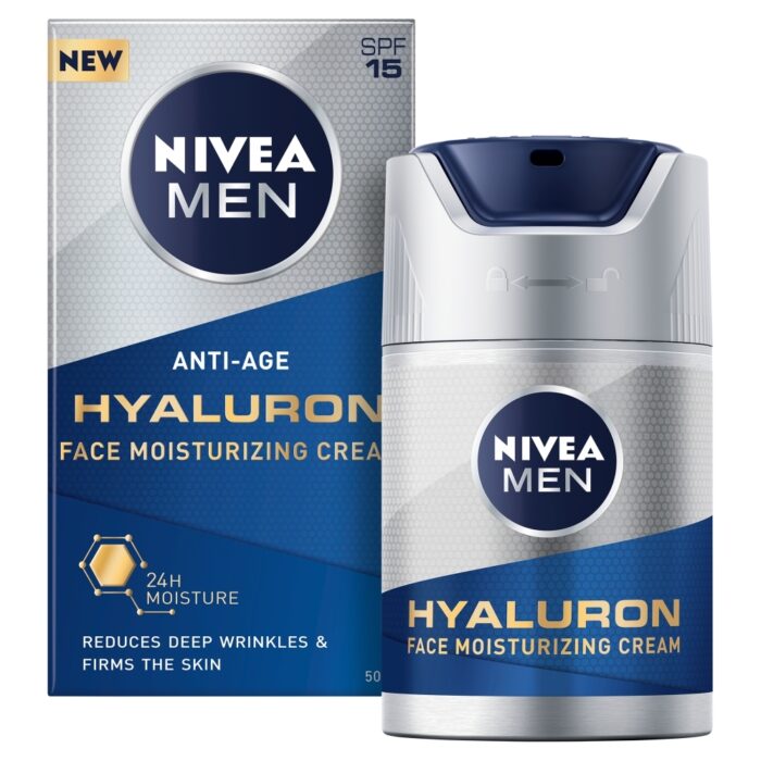 NIVEA Men Hyaluron Hydratačný pleťový krém proti vráskam OF 15, 50 ml