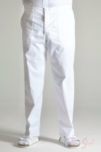 Primastyl Pánske zdravotnícke nohavice Vilém s pružným pásom vzadu, biele, veľ. 50
