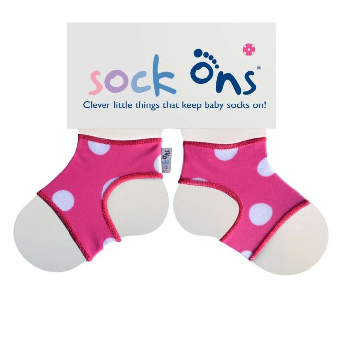 Sock Ons Návleky ne detské ponožky,  Pink Spots - Veľkosť 0-6m