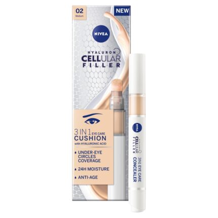 NIVEA Hyaluron Cellular Filler Cushion Tónovací očný krém 3 v 1 02 stredný odtieň, 4ml