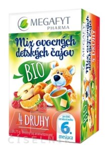 MEGAFYT Mix BIO ovocných detských čajov 4 druhy čajov (od ukončeného 6. mesiaca) 20 vrecúšok, 1x38,75 g