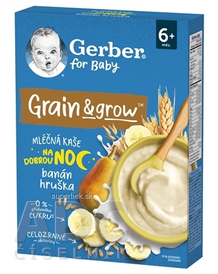 Gerber for Baby Mliečna KAŠA Pšenično-ovsená banán a hruška, na dobrú noc (od ukonč. 6. mesiaca) 1x200 g