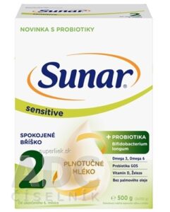 Sunar Sensitive 2 následná mliečna výživa (od ukonč. 6. mesiaca)1x500 g