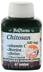 MedPharma CHITOSAN 500 mg+vitamín C,škorica,chróm tbl 1x67 ks