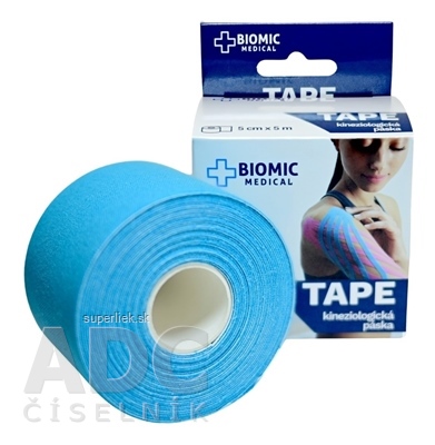 BIOMIC TAPE Kineziologická tejpovacia páska modrá, 5 cm x 5 m, 1x1 ks