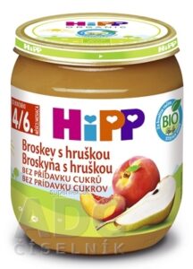HiPP Príkrm BIO Broskyňa s hruškou ovocný (od ukonč. 4.-6. mesiaca) 1x125 g