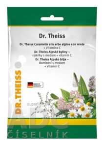 Dr.Theiss Alpské byliny - cukríky s medom a vitamín C, 1x75 g