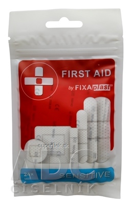 FIXAplast FIRST AID SENSITIVE náplasť MIX textilná, stripy, rôzne veľkosti a tvary 1x24 ks