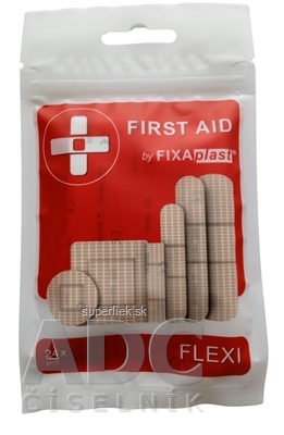 FIXAplast FIRST AID FLEXI náplasť MIX elastická, stripy, rôzne veľkosti a tvary 1x24 ks