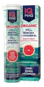 IQ MAG ORGANIC HORČÍK + Vitamín B6 šumivé tablety s grapefruitovou príchuťou 1x13 ks