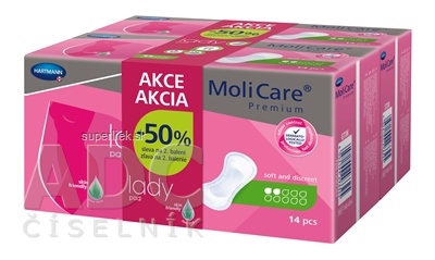 MoliCare Premium lady pad 2 kvapky DUOPACK inkontinenčné vložky (zľava -50% na 2. balenie) 2x14 ks, 1x1 set