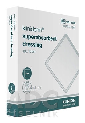 Kliniderm superabsorbent dressing krytie superabsorpčné sterilné 10 x 10 cm, 1x10 ks