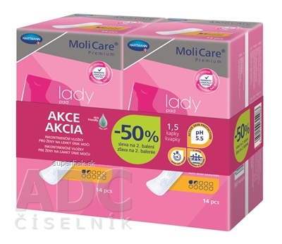 MoliCare Premium lady pad 1,5 kvapky DUOPACK inkontinenčné vložky (zľava -50% na 2. balenie) 2x14 ks, 1x1 set