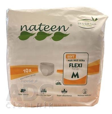 nateen FLEXI SOFT M nohavičky plienkové, obvod bokov 90-130 cm, savosť 1400 ml, 1x10 ks