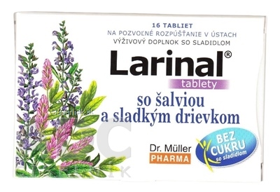 Dr. Müller LARINAL so šalviou a sladkým drievkom tbl bez cukru, so sladidlom 1x16 ks