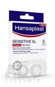 Hansaplast SENSITIVE XL Sterile náplasť, 6x7 cm, 1x5 ks