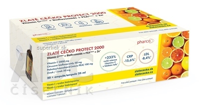 ZLATÉ CÉČKO PROTECT 2000 ampulky (vitamín C + bioflavonoidy + PEA + zinok) s príchuťou 20x25 ml (500 ml)