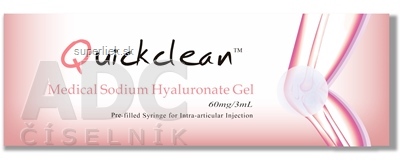 Quickclean 60 mg/3 ml Gél s hyaluronátom sodným v predplnenej injekčnej striekačke, na náhradu synoviálnej tekutiny na kĺby (20 mg/1 ml) 1x3 ml