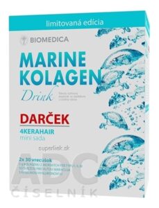 BIOMEDICA Marine kolagen drink + Darček vrecúška 2x30 ks (60 ks) + darček mini sada 4Kerahair, 1x1 set