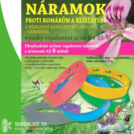 Náramok HMT proti komárom a kliešťom s repelentnou látkou GERANIOL 1x1 ks