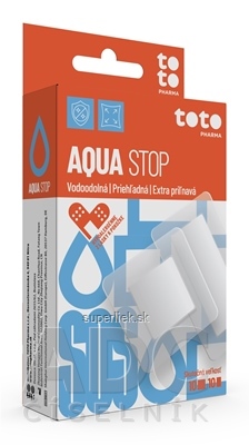 TOTO AQUA STOP vodoodolné náplasti, 2 veľkosti (10 ks 38x38 mm, 10 ks 30x55 mm) 1x20 ks