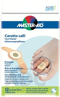 MASTER AID FOOT Care Náplasti na kurie oká a zrohovatenú kožu, okrúhle, 71x22 mm, 1x12 ks