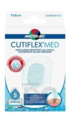 MASTER AID CUTIFLEX MED Rýchloobväz transparentné sterilné vodeodolné krytie na rany (7x5 cm) 1x5 ks