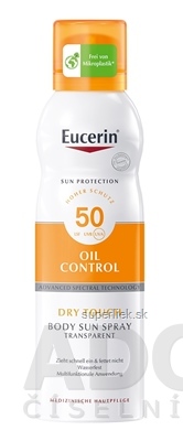 Eucerin SUN OIL CONTROL DRY TOUCH BODY SPF 50 sprej-aerosól, transparentný, na opaľovanie 1x200 ml