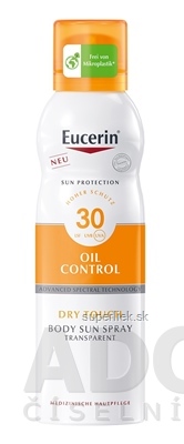 Eucerin SUN OIL CONTROL DRY TOUCH BODY SPF 30 sprej-aerosól, transparentný, na opaľovanie 1x200 ml