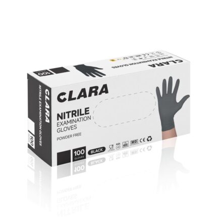 CLARA Bezpúdrové nitrilové rukavice čierne  M, 100 ks