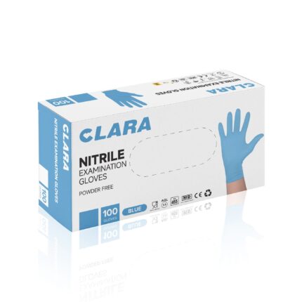 CLARA Bezpúdrové nitrilové rukavice modré L, 100 ks