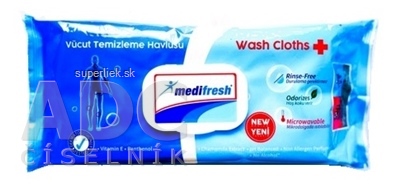medifresh Vlhké utierky pre dospelých s klipom, vhodné na zohriate v mikrovlnnej rúre1x60 ks