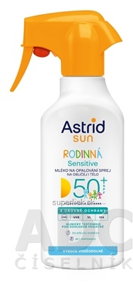 ASTRID SUN Sensitive Rodinné mlieko OF 50+ v spreji, na opaľovanie 1x270 ml