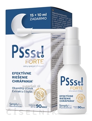 Pssst! FORTE ústny sprej pri chrápaní (15+10 ml zadarmo) 1x25 ml